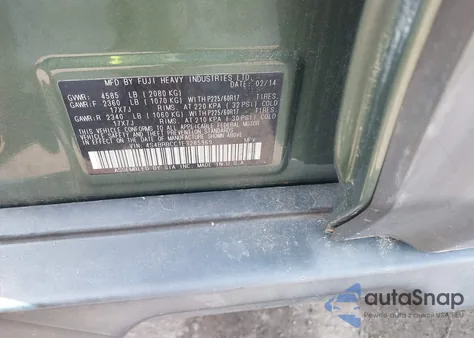 2014 Subaru Outback 2.5I Premium from USA, damaged, VIN 4S4BRBCC1E3285969